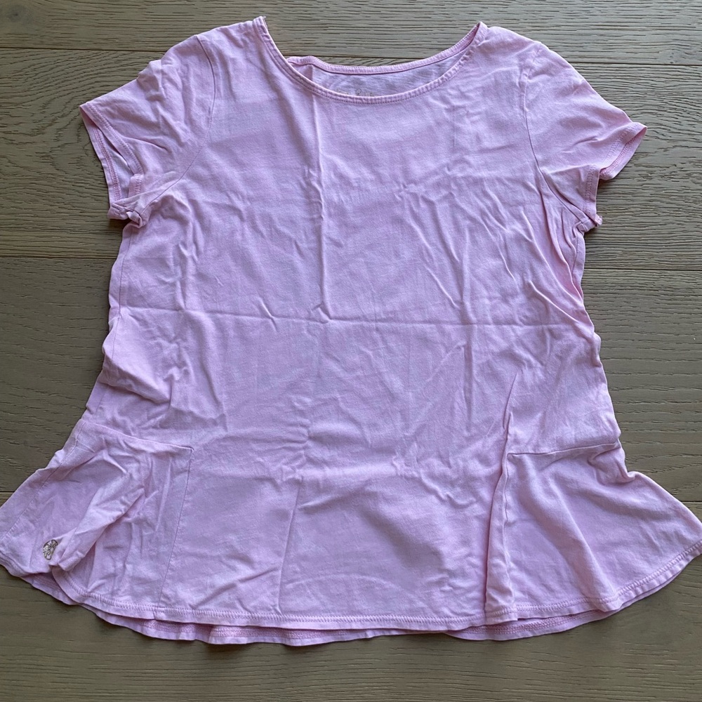 Lilly Pulitzer Girls Peplum Sondra Top Shirt Pink Size XL 12-14
